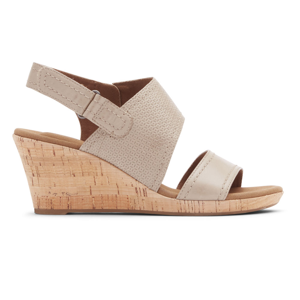 Rockport Sandaler Dame Beige - Briah Asymmetrical 2-Piece - WYRA92483